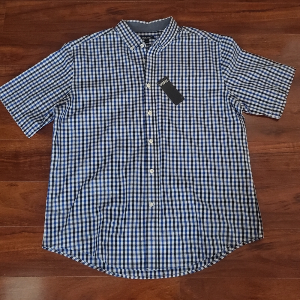 Large Mix&NY Mens plaid short sleeve